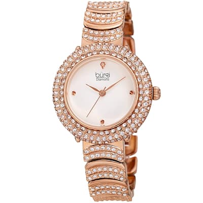 Burgi Women's Quartz Swarovski Crystal "U" Link Stainless Steel Bracelet Watch