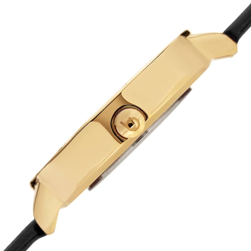 Burgi Women's Quartz Swarovski Crystal and Diamond Swirl Dial Leather Strap Watch