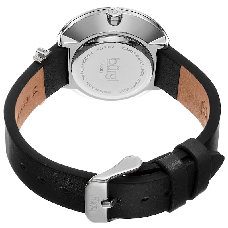 Burgi Women's Quartz Swarovski Crystal Genuine Leather X-Strap Watch
