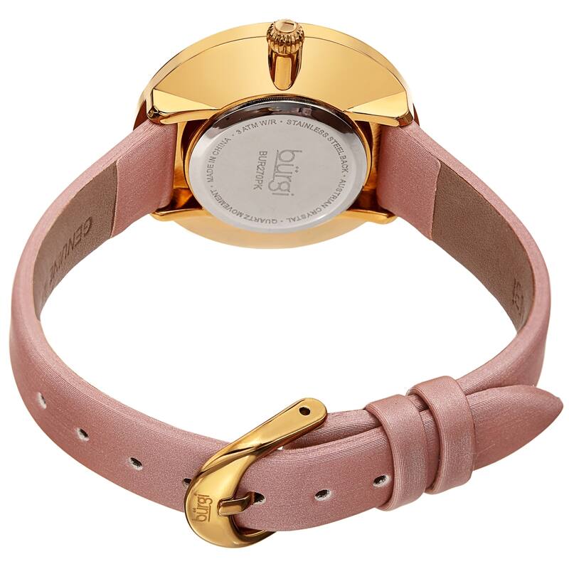 Burgi Women's Quartz Swarovski Crystal Disc Satin Leather Strap Watch