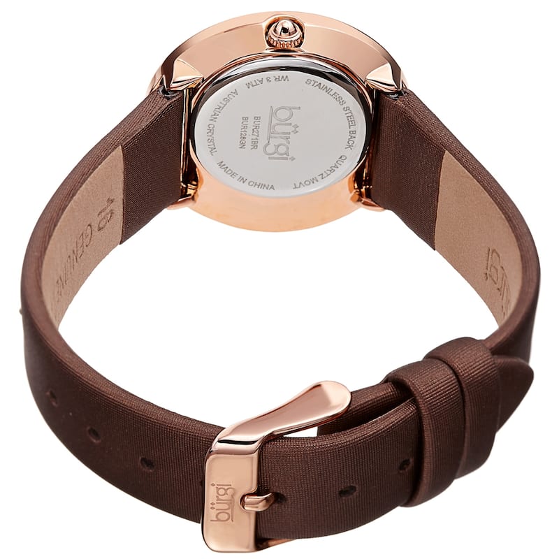 Burgi Women's Quartz Swarovski Inner Dial Satin Leather Strap Watch
