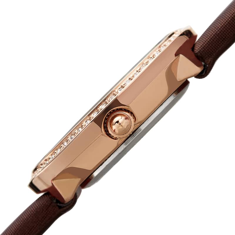 Burgi Women's Quartz Swarovski Inner Dial Satin Leather Strap Watch