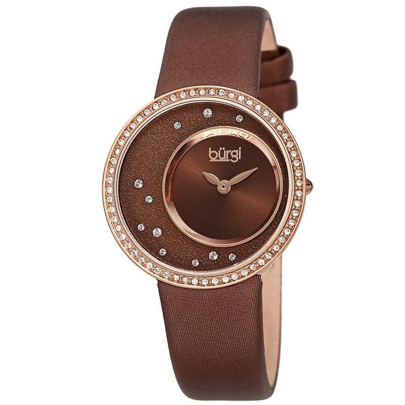 Burgi Women's Quartz Swarovski Inner Dial Satin Leather Strap Watch