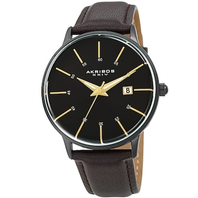Akribos XXIV Men's Quartz Date Interchangable Leather Strap Watch