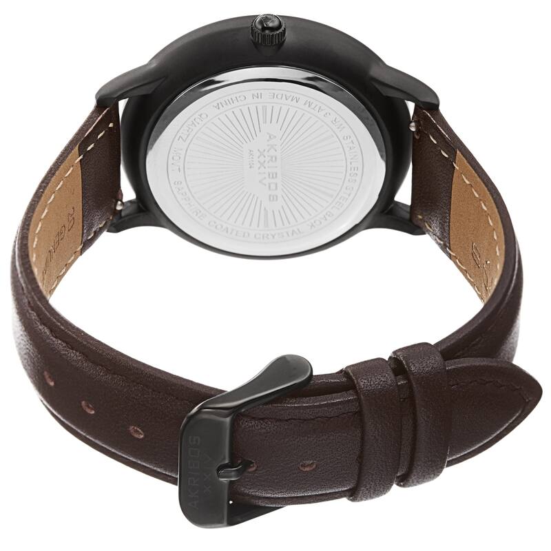Akribos XXIV Men's Quartz Date Interchangable Leather Strap Watch