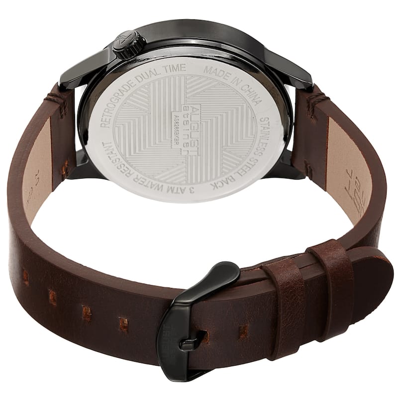 August Steiner Men's Quartz 24hr Retrograde Date Leather Strap Watch