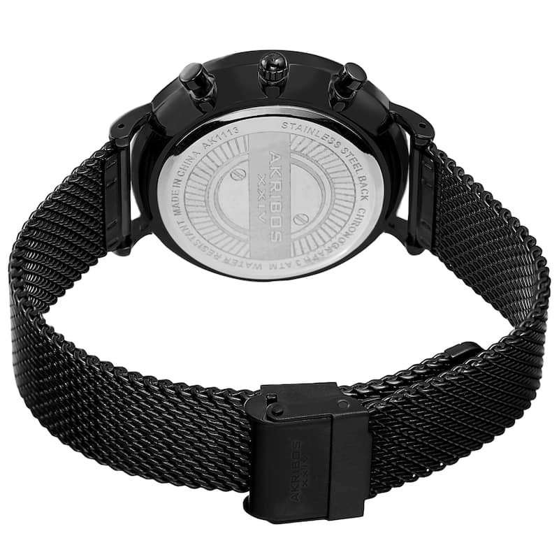 Akribos XXIV Men's Quartz Chronograph Stopwatch Stainless Steel Mesh Bracelet Watch