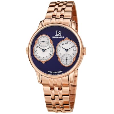 Joshua & Sons Men's Quartz Dual Time Stainless Steel Bracelet Watch