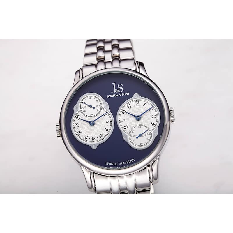 Joshua & Sons Men's Quartz Dual Time Stainless Steel Bracelet Watch