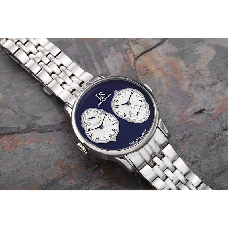 Joshua & Sons Men's Quartz Dual Time Stainless Steel Bracelet Watch