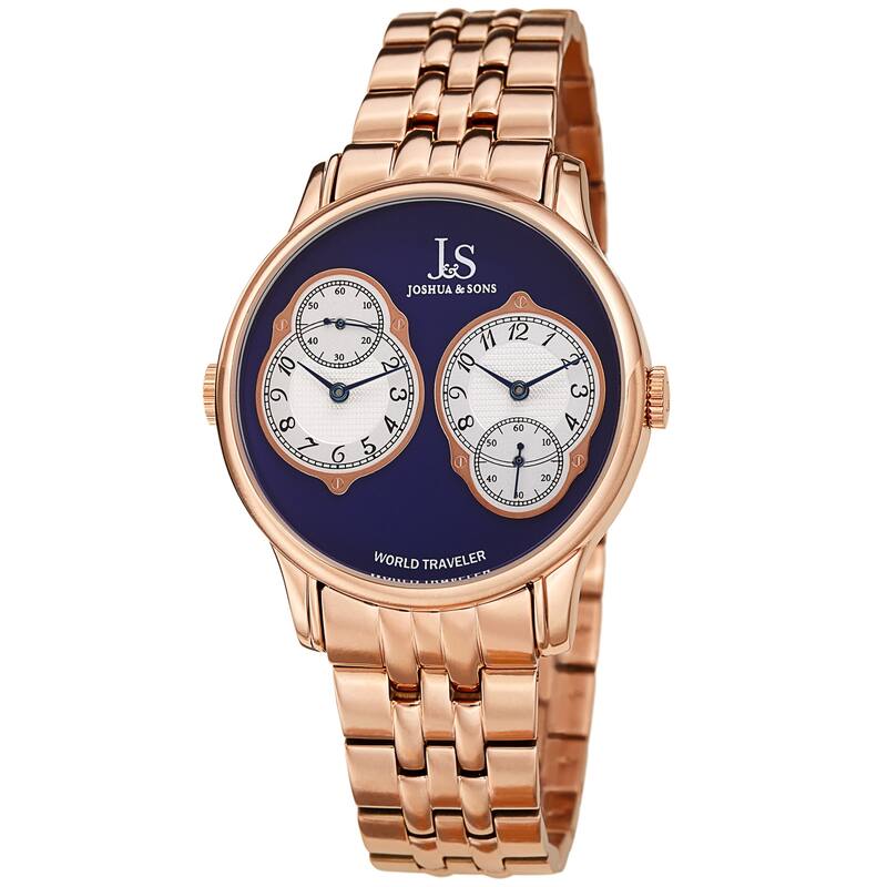 Joshua & Sons Men's Quartz Dual Time Stainless Steel Bracelet Watch