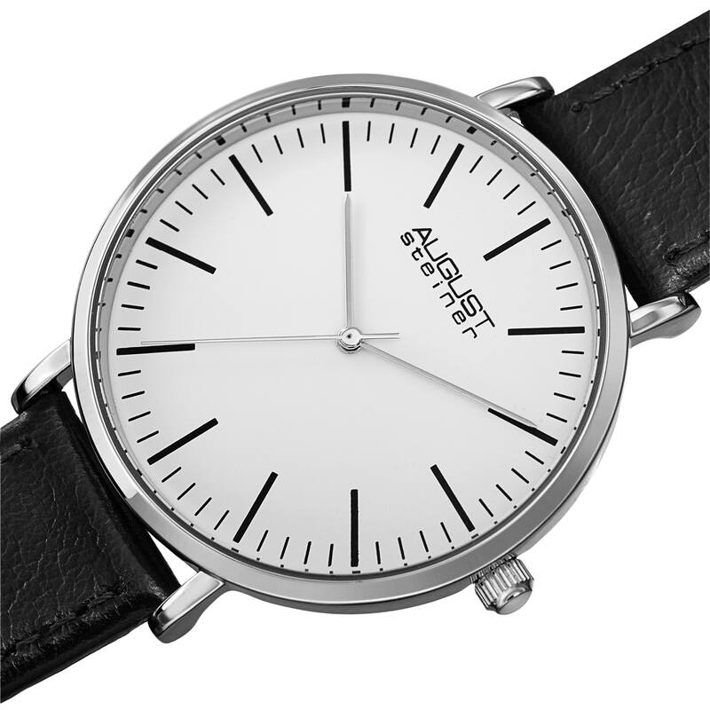 August Steriner Men's Quartz Classic Three Hand Leather Strap Watch