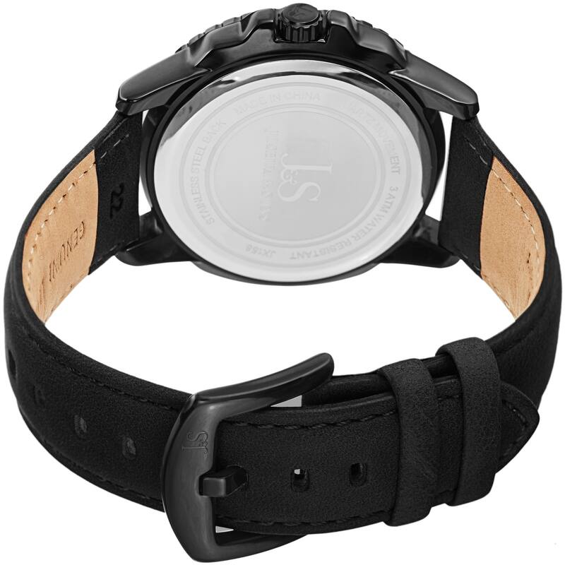 Joshua & Sons Men's Quartz Embossed Marker Genuine Leather Strap Watch