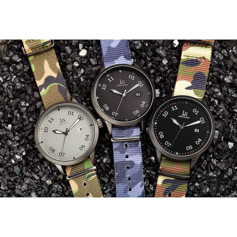 Joshua & Sons Men's Quartz Date Camouflage Strap Watch