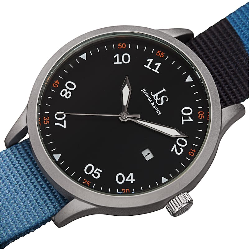 Joshua & Sons Men's Quartz Date Camouflage Strap Watch - Blue