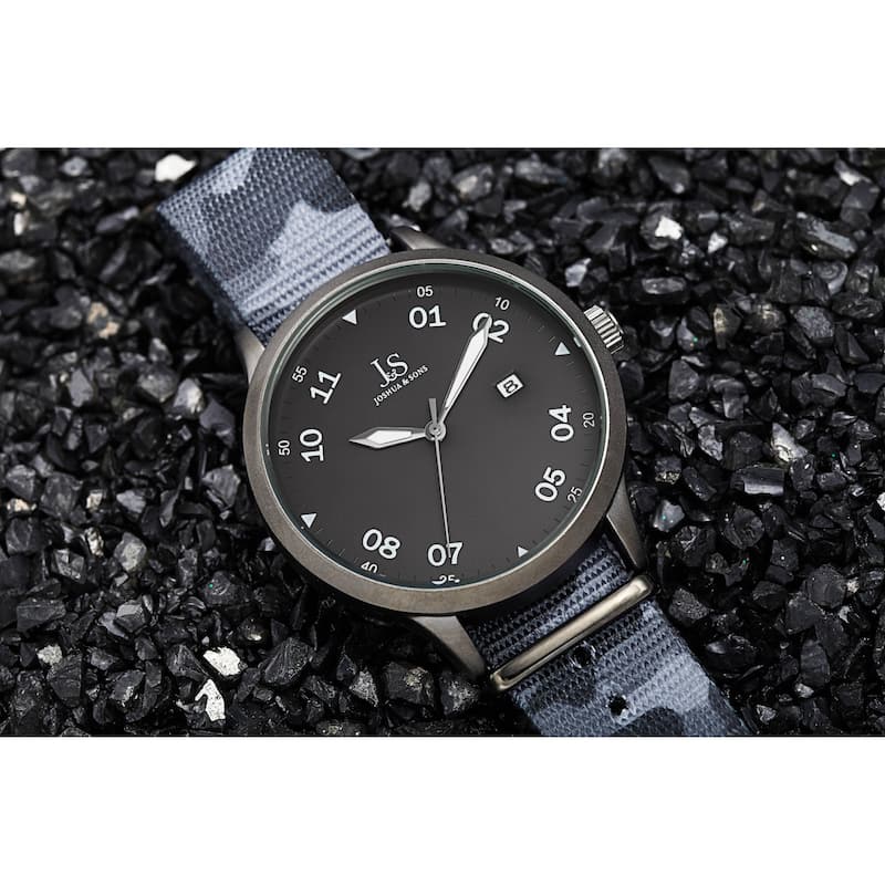 Joshua & Sons Men's Quartz Date Camouflage Strap Watch