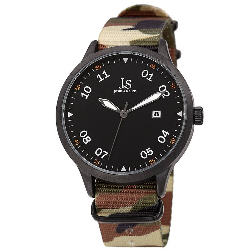 Joshua & Sons Men's Quartz Date Camouflage Strap Watch
