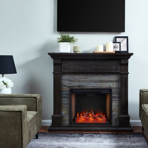 Copper Grove Jaston Traditional Brown Alexa Enabled Media Fireplace