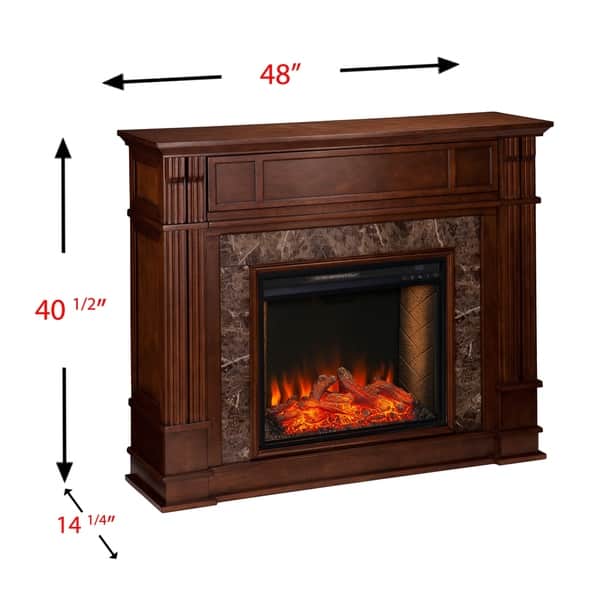 SEI Furniture Hadler Transitional Brown Wood Alexa Enabled Fireplace ...