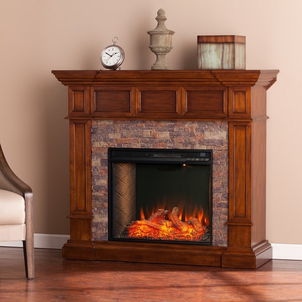 Shop Copper Grove Morine Brown Alexa Enabled Fireplace