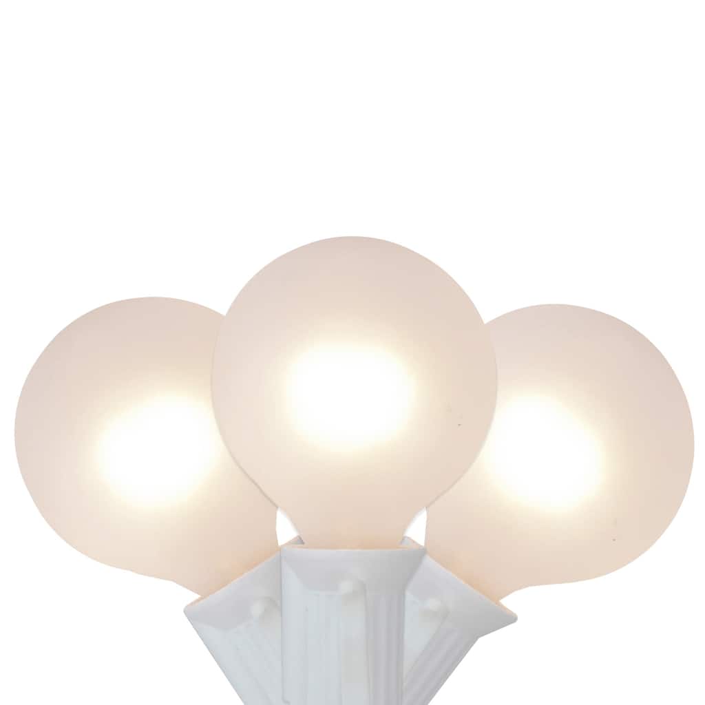 10-Count Frosted White G50 Globe Christmas Light Set 9ft White Wire - N/A