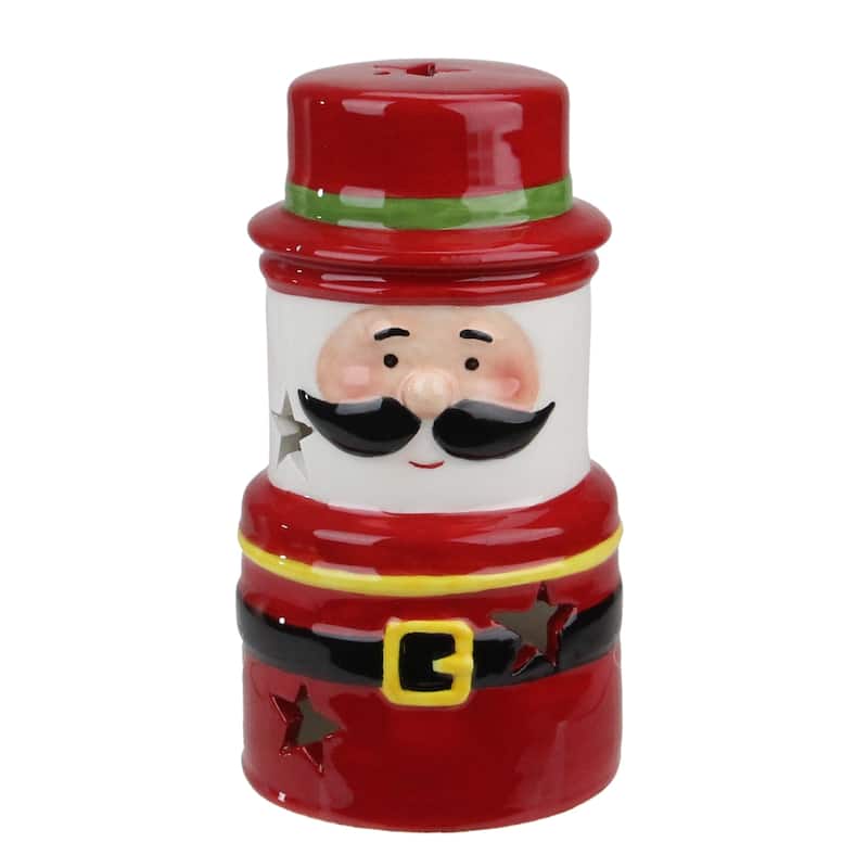 5.5" LED Lighted Ceramic Gnome Santa Gnome Christmas Decoration - N/A