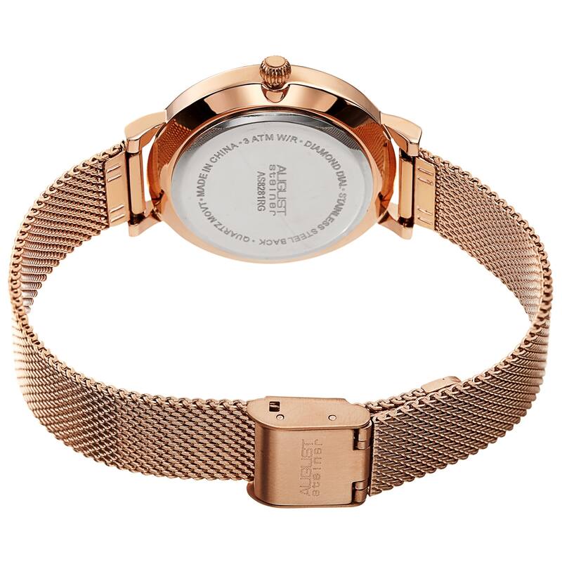 August Steiner Women's Quartz Day Week Month Crocodile Embossed Leather Strap Watch