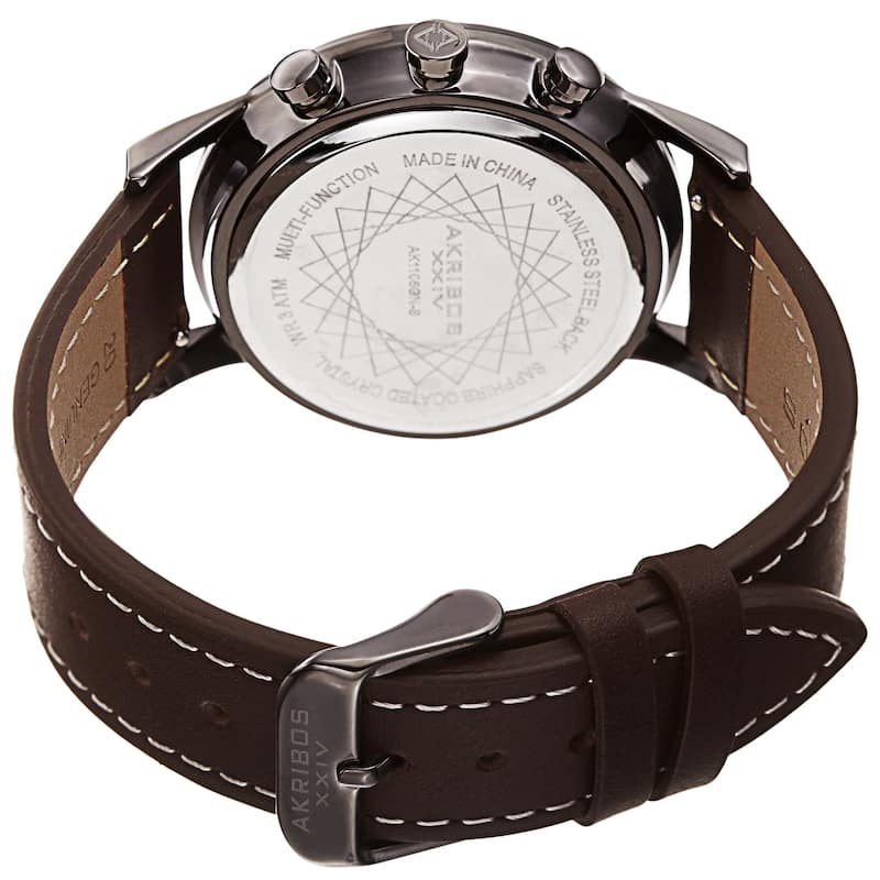 Akribos XXIV Men's Quartz Day Month 24 hour Interchangeable Leather Strap Watch