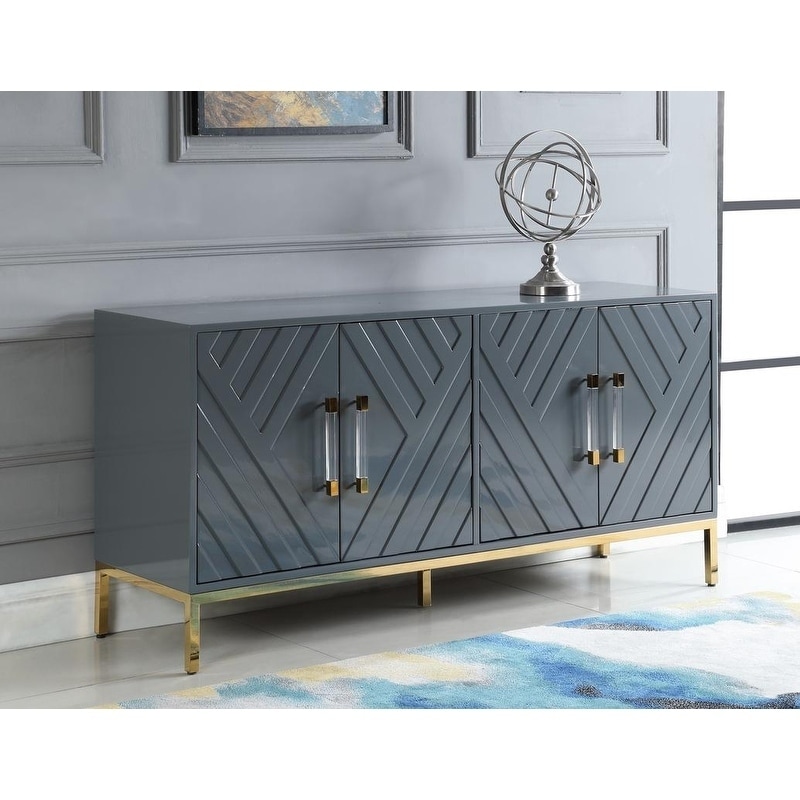 Best Master Furniture 4 Door with Shelves Contemporary Sideboard