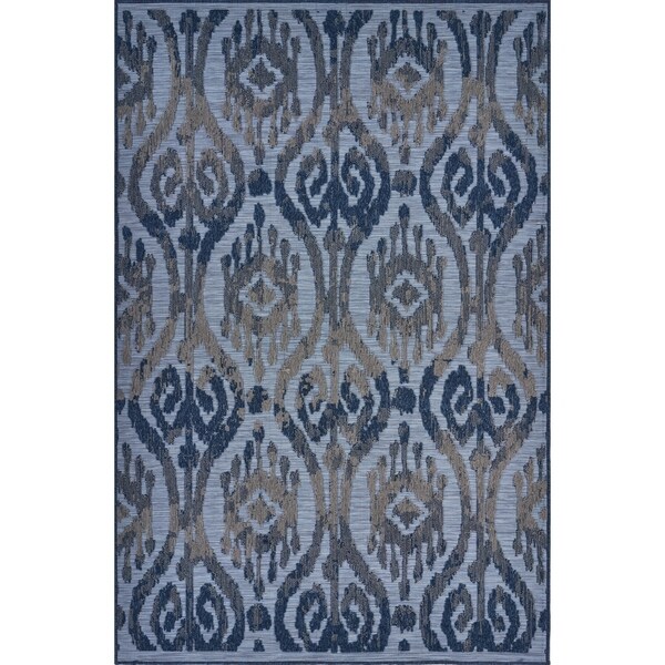 Modern Multicolored Ikat Indoor/Outdoor Rug - 7'9" x 9'9"