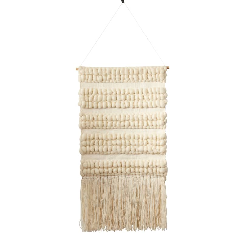 Textured Woven Wall Hanging With Braided Design
