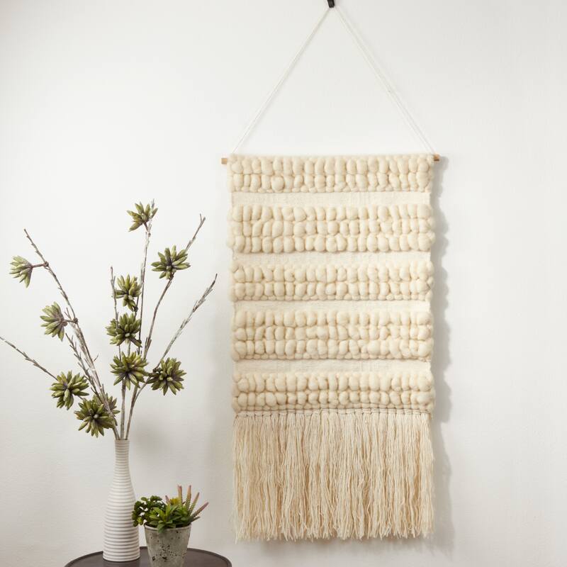 Textured Woven Wall Hanging With Braided Design