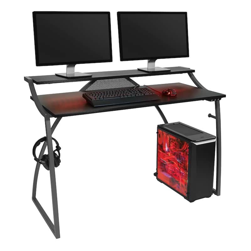Alpha Battlestation Gaming Desk, Black - Gaming Desks