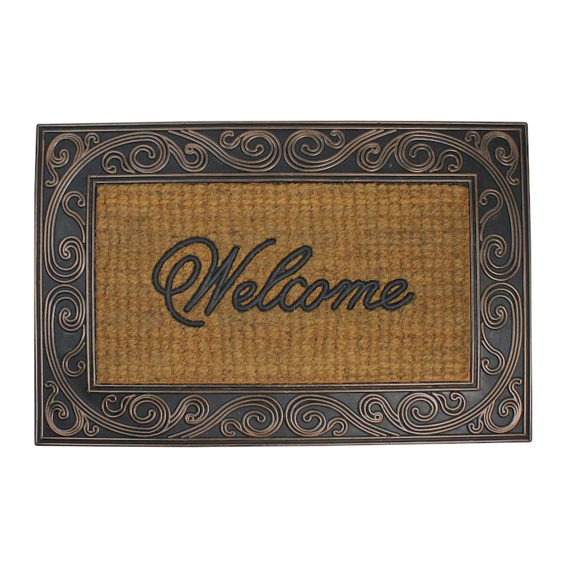 Brown and Black Swirled Rectangular "Welcome" Outdoor Mat 35 x 23