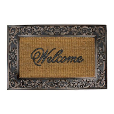 Brown and Black Swirled Rectangular "Welcome" Outdoor Mat 35 x 23