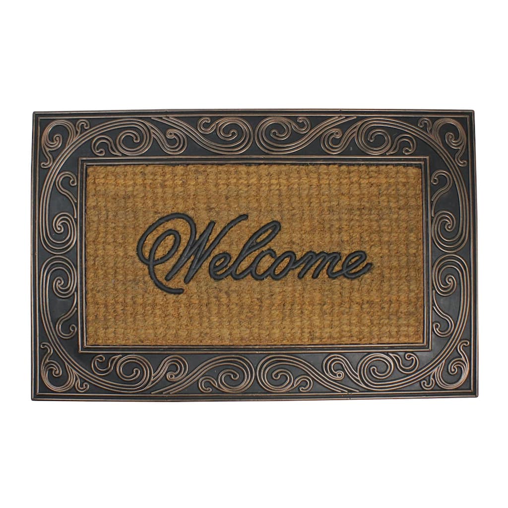 Brown and Black Swirled Rectangular "Welcome" Outdoor Mat 35 x 23