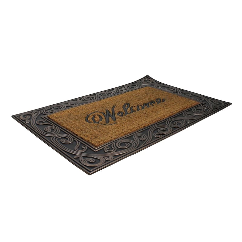 Brown and Black Swirled Rectangular "Welcome" Outdoor Mat 35 x 23