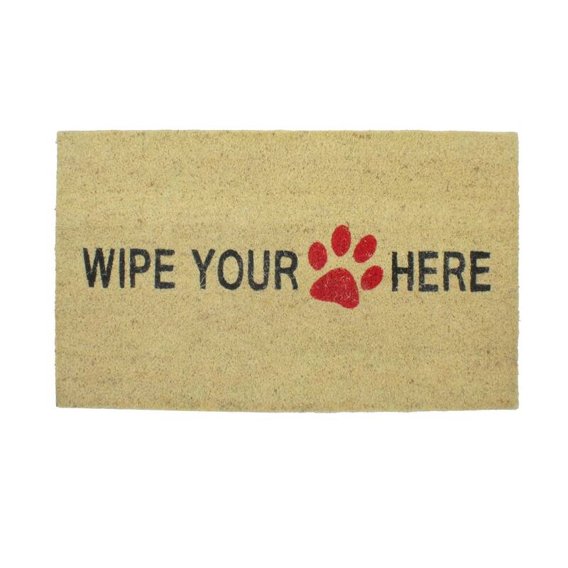 Beige and Black Animal Print "Wipe Your Paw Here" Outdoor Mat