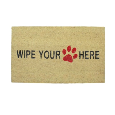 Beige and Black Animal Print "Wipe Your Paw Here" Outdoor Mat