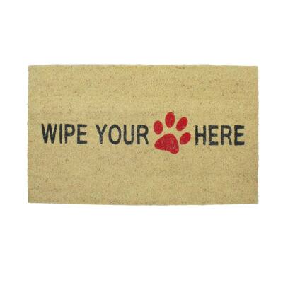 Beige and Black Animal Print "Wipe Your Paw Here" Outdoor Mat