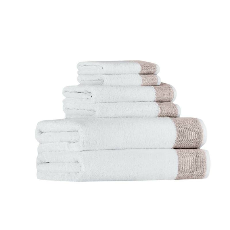 Joyce Turkish Combed Cotton Bath Towel Set - Bathroom Towels Set of 6