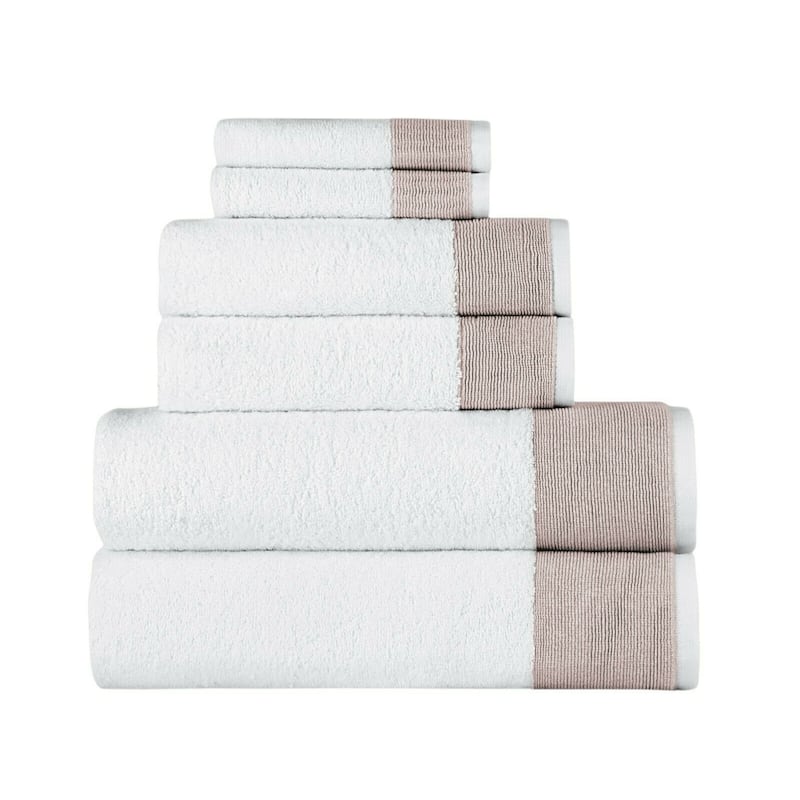 Joyce Turkish Combed Cotton Bath Towel Set - Bathroom Towels Set of 6