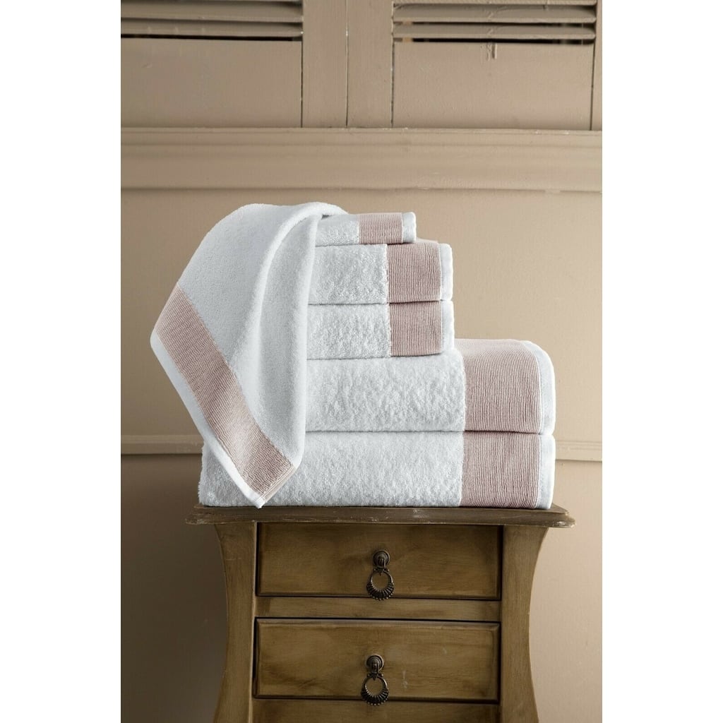 Joyce Turkish Combed Cotton Bath Towel Set - Bathroom Towels Set of 6