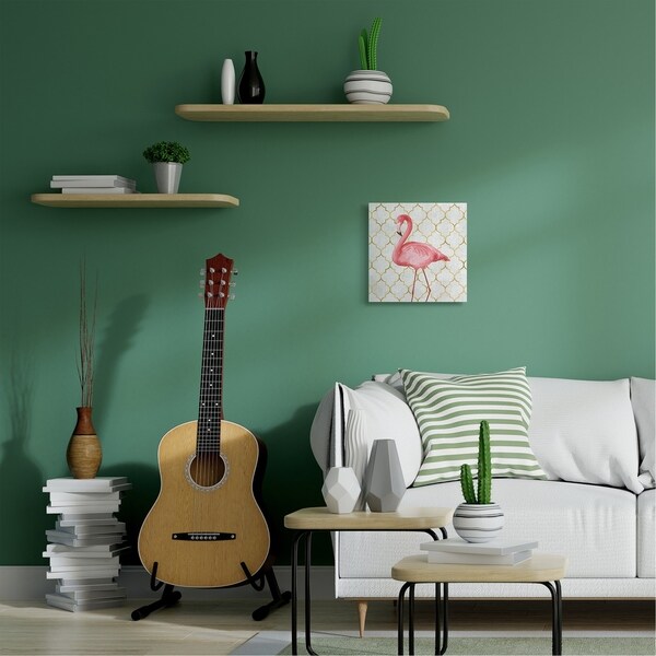Stupell Industries Flamingo Animal Pink Gold Pattern Design Canvas Wall Art, Proudly Made in USA