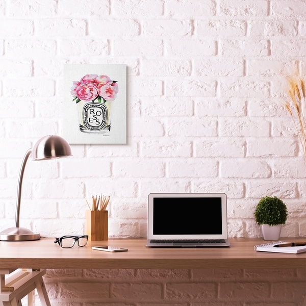 Stupell Industries Fashion Designer Rose Flower Glass Pink Watercolor Canvas Wall Art, Proudly Made in USA