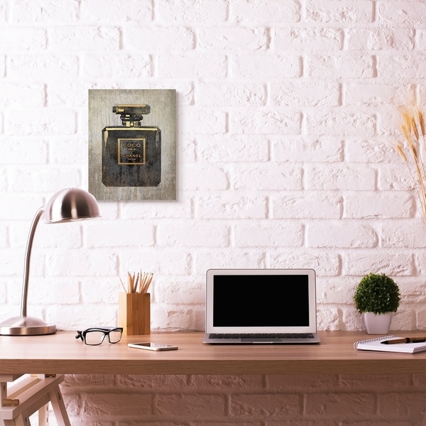 Stupell Industries Fashion Designer Perfume Black Gold Textured Watercolor Canvas Wall Art, Proudly Made in USA