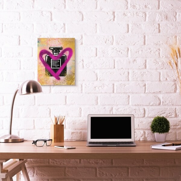 Stupell Industries Fashion Designer Perfume Pink Gold Textured Paint Canvas Wall Art, Proudly Made in USA