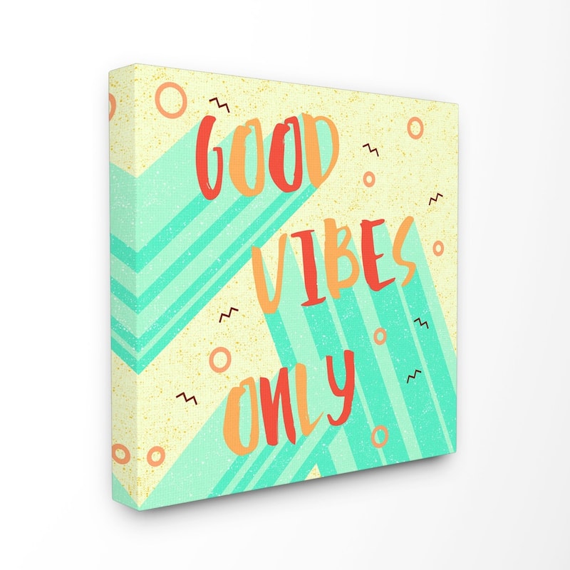 Stupell Good Vibes Only Red Green Vibrant Word Design Canvas Wall Art 