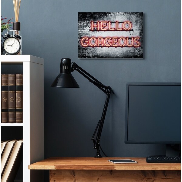 Stupell Industries Fashion Designer Hello Gorgeous Neon Light Watercolor Canvas Wall Art, Proudly Made in USA