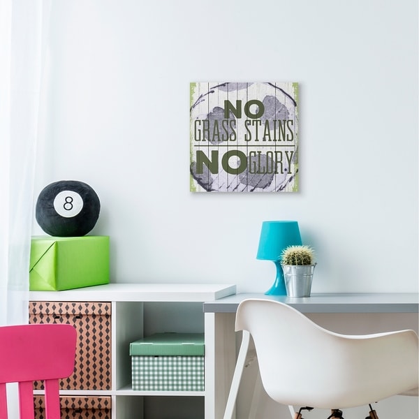 The Kids Room by Stupell No Grass Stains No Glory Soccer Sports Word Design Canvas Wall Art, Proudly Made in USA